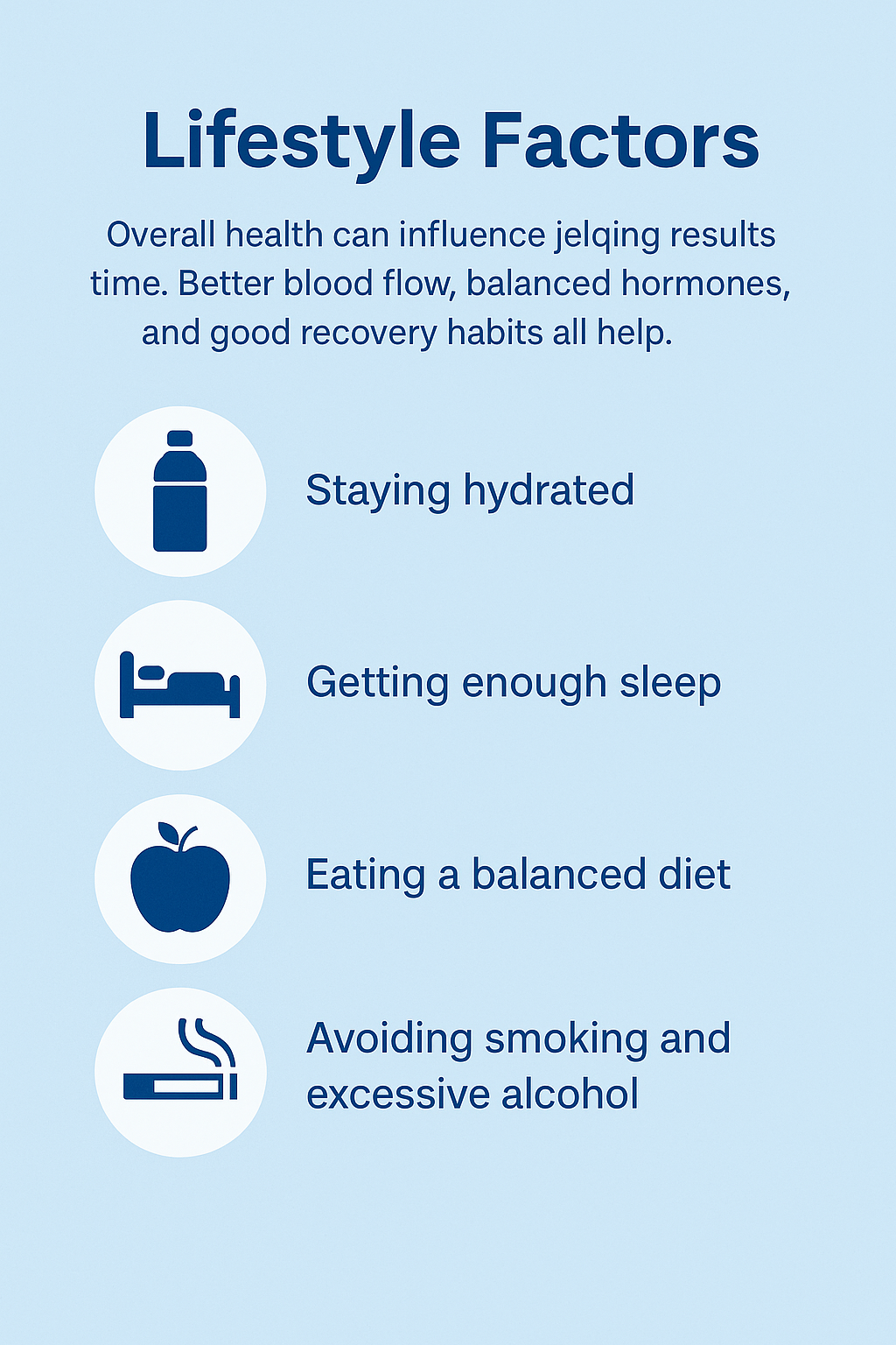 infographic of lifestyle factors that Affect Jelqing Results Time