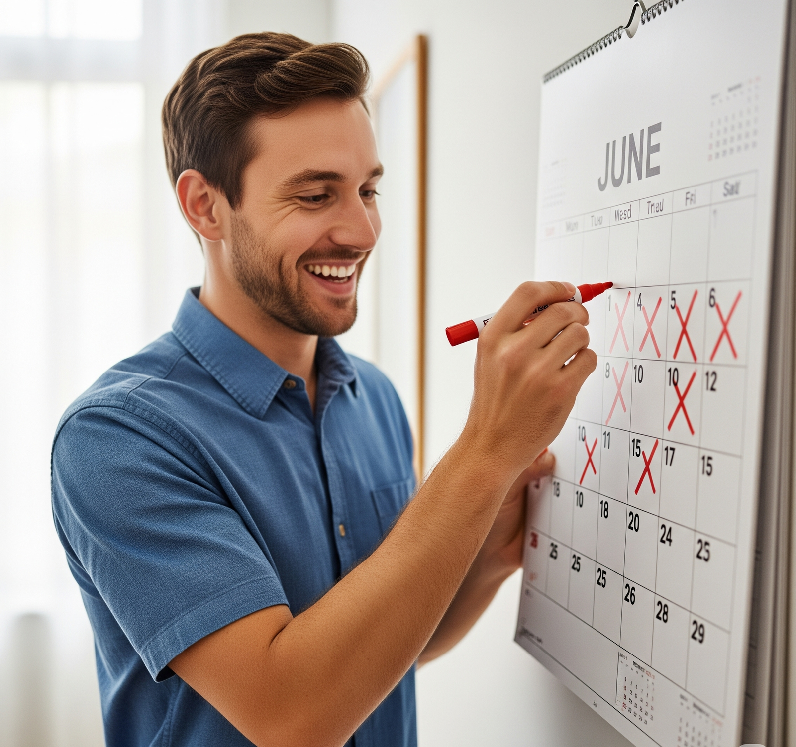 man marking Jelqing results time on a calendar