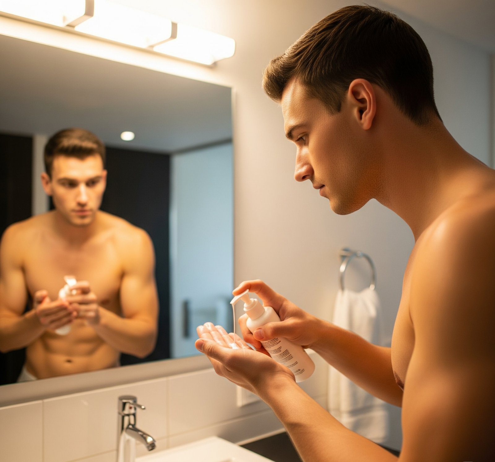 man preparing for jelqing